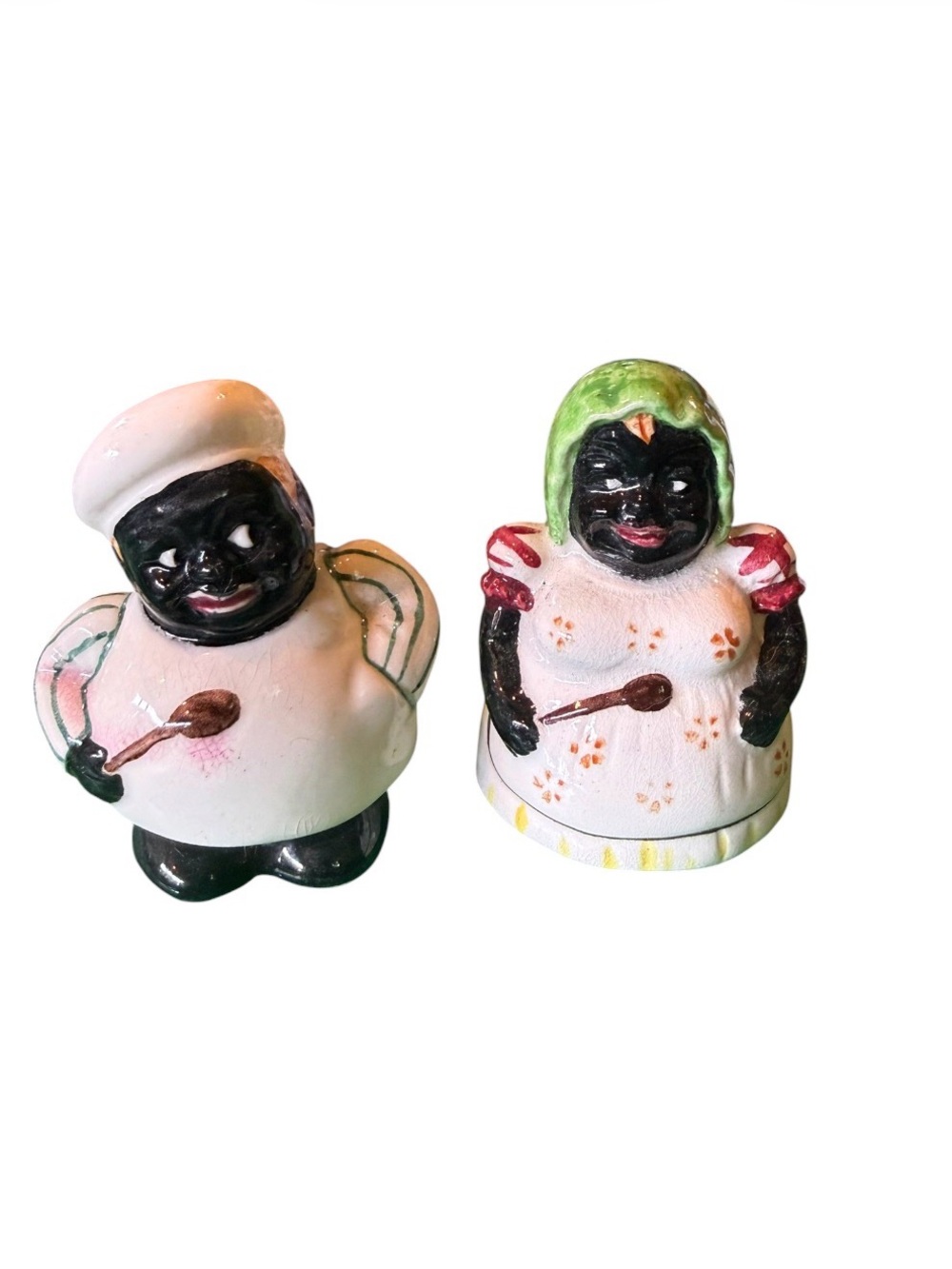 Vintage collectible Ceramic Chef and Lady Salt & Pepper Shakers -